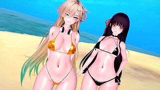 Wuthering Waves - Chisa and Lynae Slutty Ride Turns Into BBC Sex Gangbang - 3D Hentai Animations