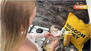 The Best Breakfast Is Pancakes With Banana Jam And Long Sex - My Wife Is Great At It