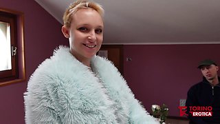 Feel the heat of an Italian blonde's wild casting escapade