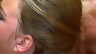 Blonde Slut Gets Her Face Drenched in Bukkake Cumshots