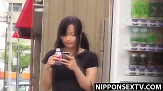 Watch this kinky Asian babe's natural tits get teased by her pervy POV camera