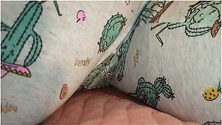 Cute Lazy Girl Wets Her Pyjamas Watching Tv Lying On Her Tummy!