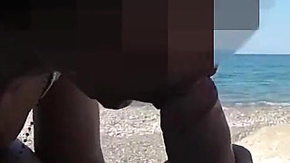 Exhibitionist Outdoor Amateur Girl Sucks Big Cock on Nudity Beach to Viewer with Cum