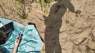 Big Dick Guy Jerks Cock Near Sunbathing Nude Beach Big Boobs Milf And He Massive Cumshot Near Her Body 5 Min