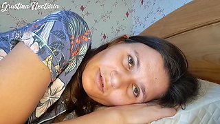 You loving Russian girlfriend is waking you up by sucking your penis (ASMR)
