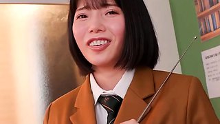 Japanese babe toys pussy