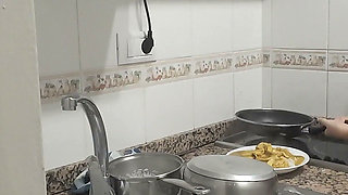 Step Daughter Cooks Dinner with Step Dad, Things Get Saucy and Start to Sizzle in the Kitchen