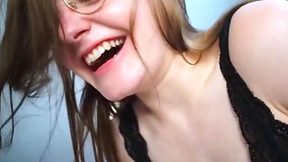 Busty blonde slut gives big cock a juicy blowjob in POV