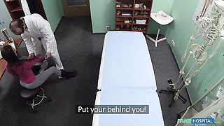 Missionary on FakeHospital exam table under high cam in this hot
