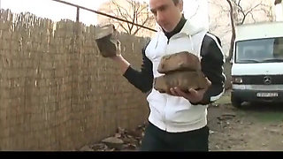 Hot young babe joins two men for a pussy fuck
