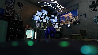 Nexus 3 Neon dreams Episode 3. Extreme deepthroat. Cyberpunk sex with busty brunette