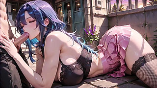 Big Boobs Blue Kouhai Cums Screaming Riding Balcony Sunset Glow