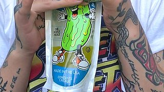 Busty curly brunette with big boobs fucks on couch