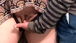 Perv Stepdad Rubbing Her Pussy in Subway