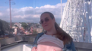 At the Carnival Flashing My Tits