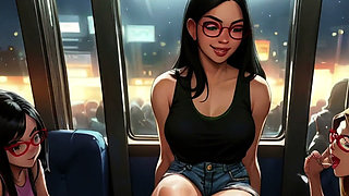 Lin's Friends Help Drain Your Cock on the Bus