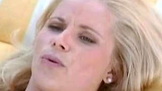 Blonde horny chicks play her big boobs