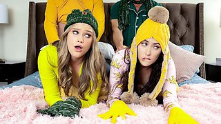 Slutty Chloe Rose and DayDream Daisy - 2 couples foursome clip - Daughter Swap