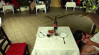 Public Restaurant Orgy: Hot Licking & Fucking with Sarah Kelly & Alexandra Wett