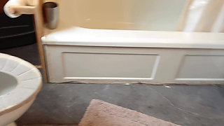 Hana at Kitchen Cooking Then She Need Go to Pee on Toilet