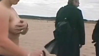 Fat ass and spanking - On the beach