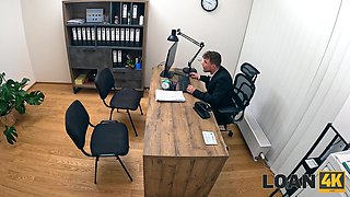 Lustful chicks stand in a line to satisfy hung loan agent to get cash