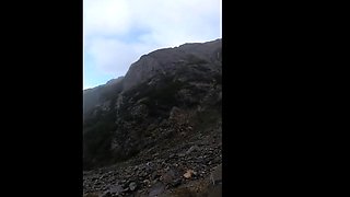 Public Blowjob at Glacier - Amateur Babe Caught in the Cold