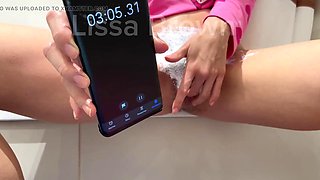 Lissa Brown Shaves Hairy Pussy in Soapy Shower Dildo Play