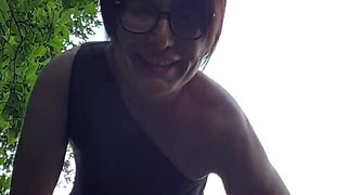 Naked Riding a Bike and Splashing in the Forest