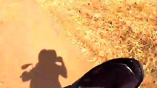 Naughty married gal meets gym mate, porks in woods. Milk in