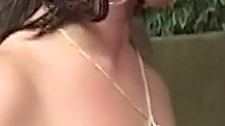 Mature Brunette Stuffs Pussy with Huge Dumbbell Toy