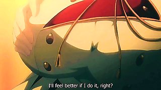 Anime beauty milks her chest then rides cowgirl and reverse after a titfuck