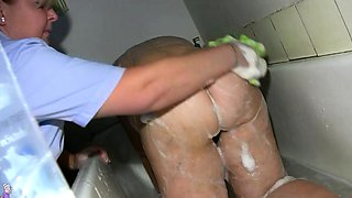 Chubby granny and fat milf masturbating with dildo