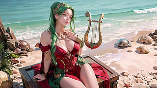 Green Goddess Beach Soliloquy! What bikini hides under that red gold armor?