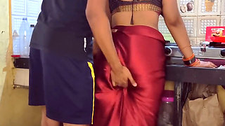 Desi aunty in kitchen our husband talking sex then cumshot in kitchen