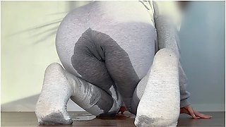 Only Grey Leggings Peeing Compilation / Boots And Socks Wetting