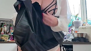 White Shirt, Pleated Skirt and Stockings