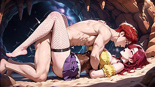 Lewd Redhead Hentai Cutie Begs for More Creamy Love in Cosmic Cave