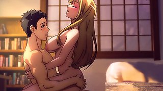 Hot blonde rides her boyfriend's cock and moans like crazy - My dress up darling hentai