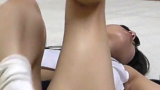 This Room a Girl Who Teases While Doing Fitness Exercises in an Apron-style Mini-skirt Uniform and Thong Panties