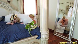 MILF bride Kit Mercer and teen girl go lesbian