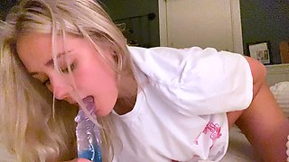 Cute blonde teen has solo sex with a toy
