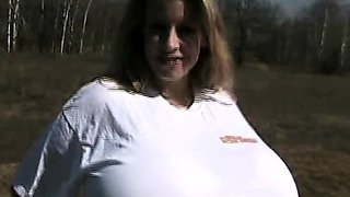 Public amateur blonde with huge boobs paid for toilet sex