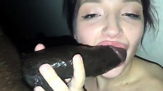 Big cock EXGF interracial busty geek coed blowjob