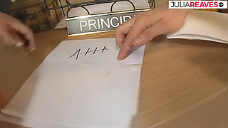 Blonde gets pussy filled with cum after riding a monster cock