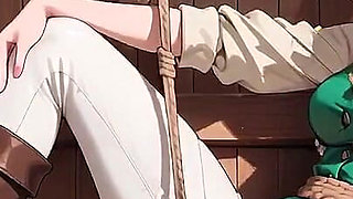 Blonde Pirate Captain! Green Uniform & Rough Ropes on a Sunny Deck. Languid Poses, Long Legs Exposed, and That Teasing Gaze