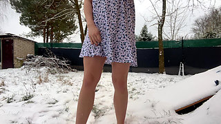 Girl Masturbates and Pees in the Garden