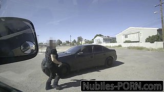 Tiny blonde caught in public gets creampie punishment