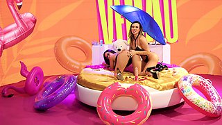 Two gorgeous brunettes moaning and squirting with erotic