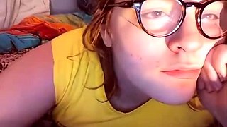 Busty Chubby Nerd Rubs Her Clit Sore